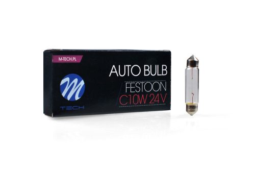 M-TECH izzó C10W T11x41 SV8.5 24V/10W CLEAR - Z944 - 10 db